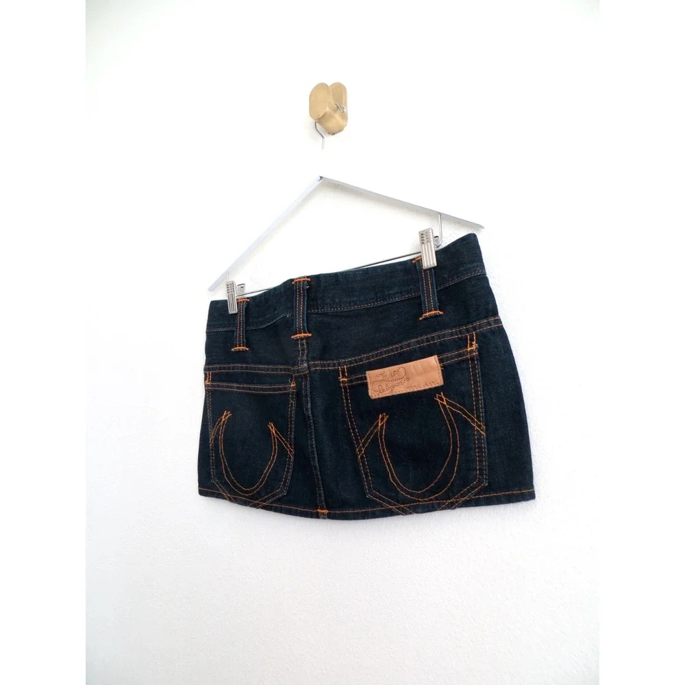 NEW! Vintage Y2K TRUE RELIGION Denim Jean Short Mini Skirt SZ 29